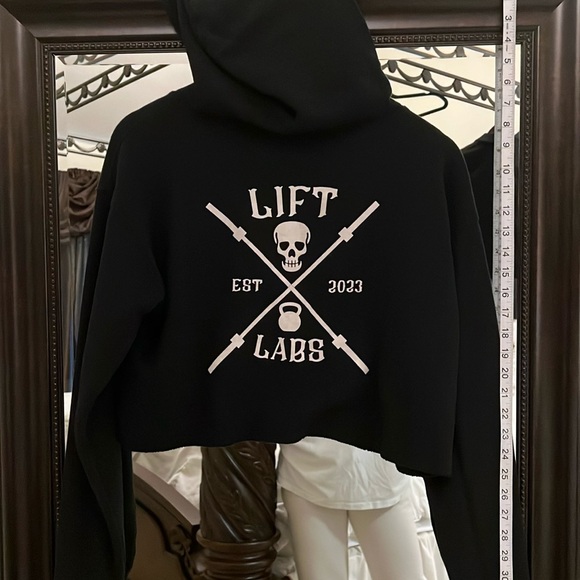 Lift Labs Cropped Small Black Workout Hoodie - Picture 1 of 8